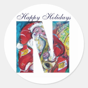 CHRISTMAS N SCHREIBEN / INSPIRIERT SANTA-MONOGRAMM RUNDER AUFKLEBER