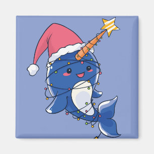 Christmas Narwhale Magnet