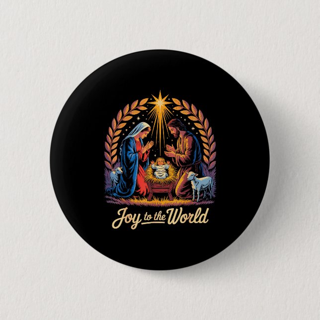 Christmas Nativity Christian Birth Of Jesus Joy To Button (Vorderseite)