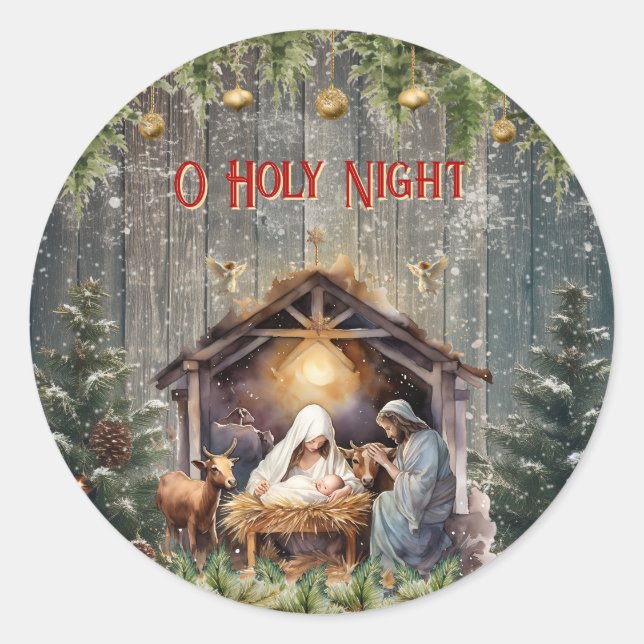 Christmas Nativity  Runder Aufkleber (Vorderseite)