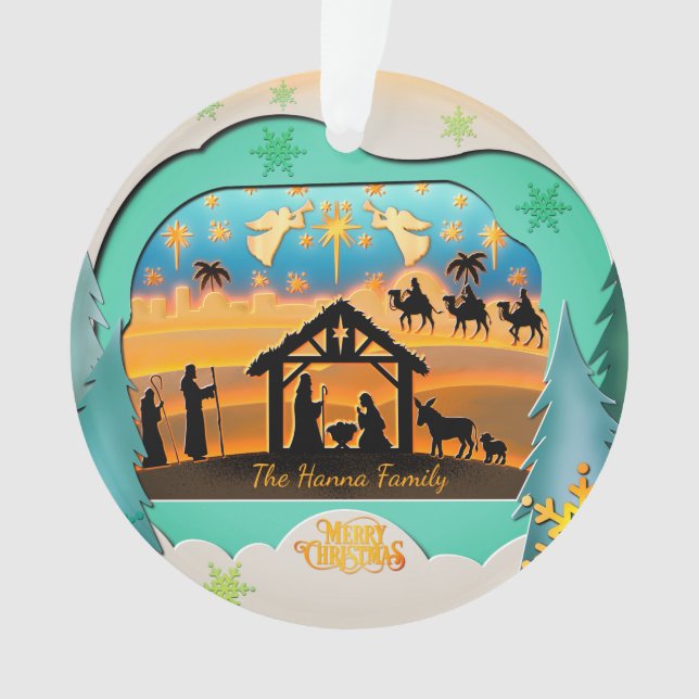 Christmas Nativity Scene 3D | Religious Holiday  Ornament (Vorderseite)