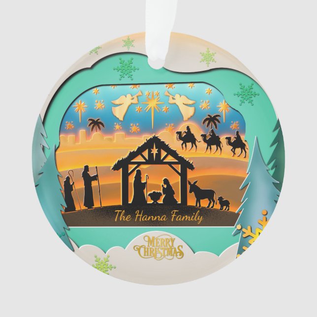 Christmas Nativity Scene 3D | Religious Holiday  Ornament (Vorderseite)