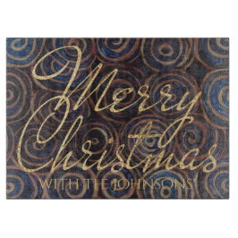 Christmas Navy and Gold Swirls Schneidebrett
