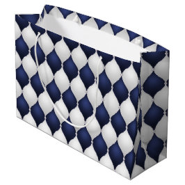 Christmas Navy Bow Velvet Pattern Große Geschenktüte