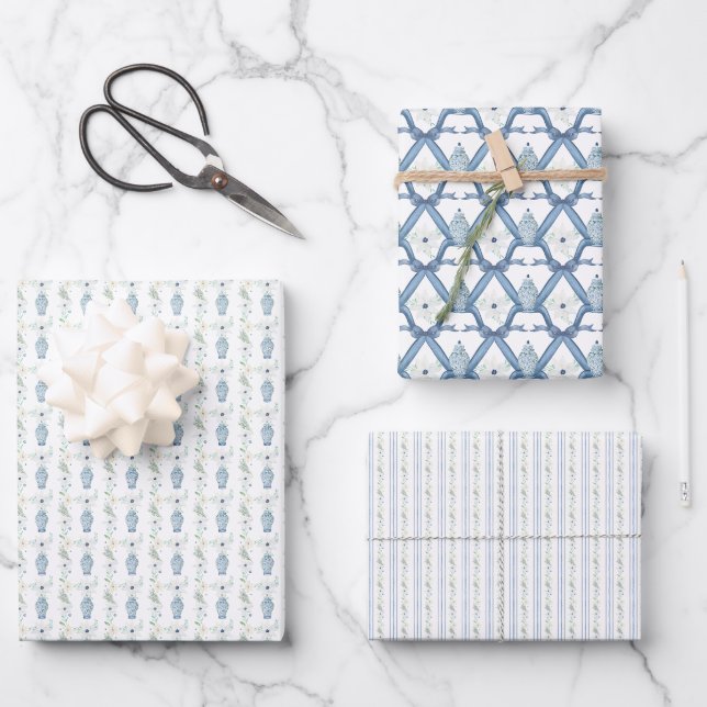 Christmas Navy Ginger Jar Geschenkpapier Set (Vorderseite)