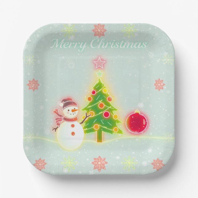 Christmas Neon Trendy Holiday Collection Pappteller (Vorderseite)