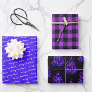 Christmas Neon Violet Geschenkpapier Set
