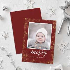 Christmas New Year Confetti | Gold Elegant Photo Feiertagskarte