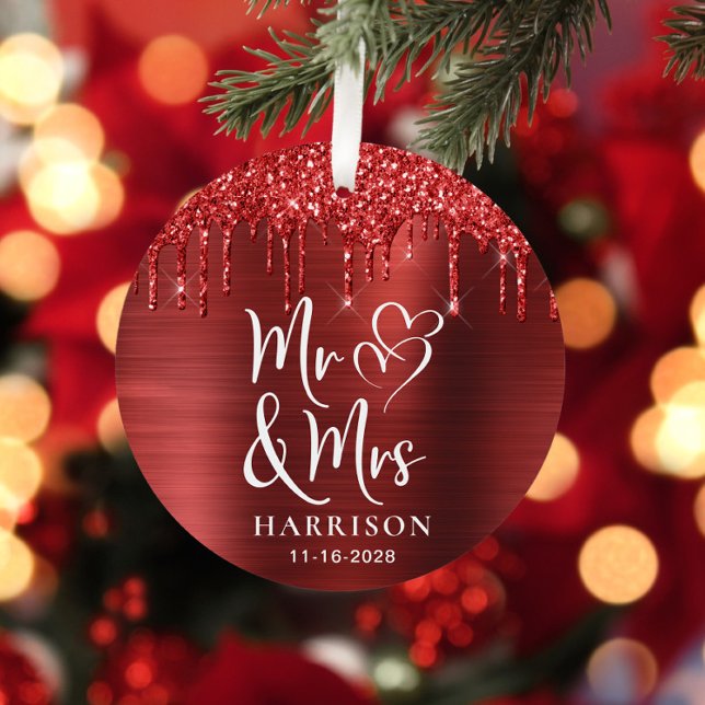 Christmas Newlyred Glitzer Foto Ornament Aus Metall (Von Creator hochgeladen)