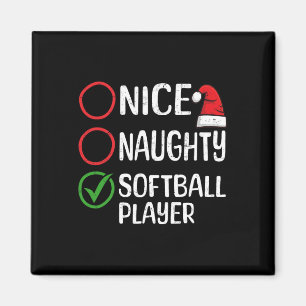 Christmas Nice Naughty Softball Player Weihnachten Magnet
