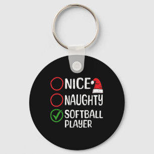 Christmas Nice Naughty Softball Player Weihnachten Schlüsselanhänger