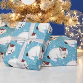 Christmas Niedlich Baby Bunny Cuddle Glitzer Stars Geschenkpapier