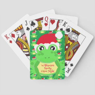 Christmas Niedlich Frog Weihnachtsmannmütze Grüne Spielkarten