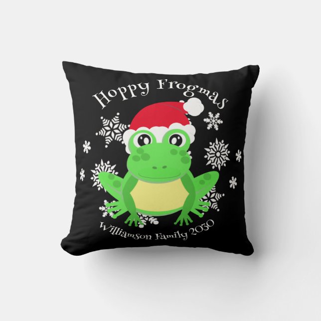 Christmas Niedlich Frog Weihnachtsmannmütze Novelt Kissen (Vorderseite)