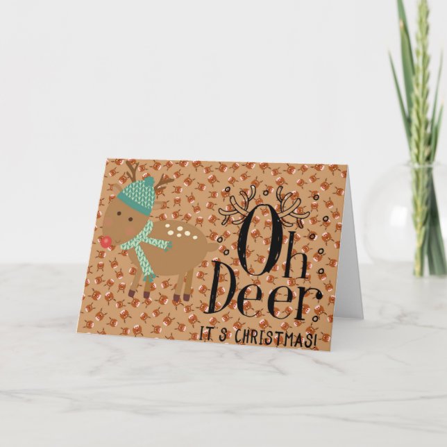 Christmas Niedlich Funny Spaß Rudolph Reindeer Karte (Vorderseite)