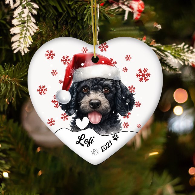 Christmas Niedlich Poodle Dog Personalisiert Keramik Ornament (Von Creator hochgeladen)