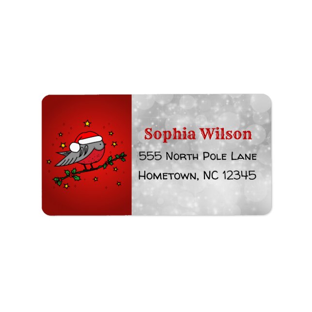Christmas Niedlich Red Robin Bird Adressaufkleber (Vorne)