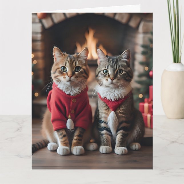 CHRISTMAS NIEDLICHE CAT-Grußkarte Karte (Vorderseite)