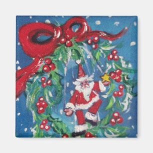 CHRISTMAS NIGHT CROWN MIT RED RIBBON MAGNET