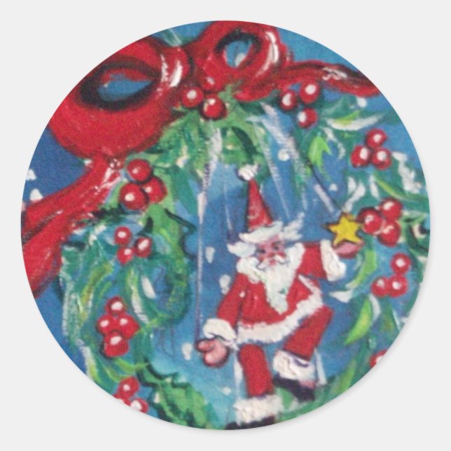 CHRISTMAS NIGHT CROWN MIT RED RIBBON RUNDER AUFKLEBER (Vorderseite)