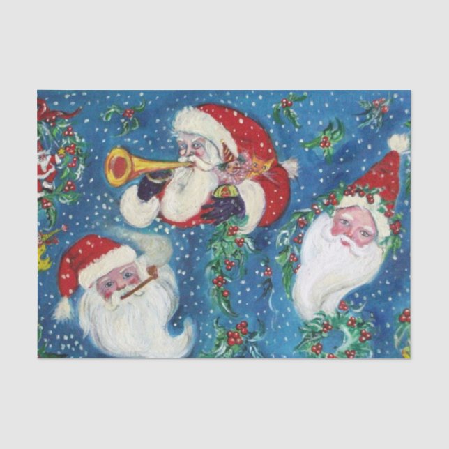CHRISTMAS NIGHT / DREI SANTA SEIDENPAPIER (Vorderseite)