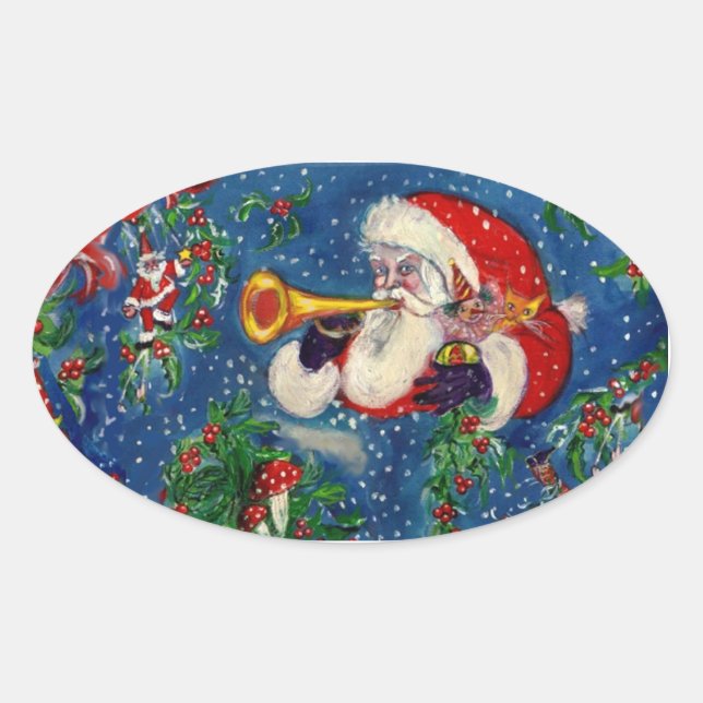 CHRISTMAS NIGHT / SANTA BUGLER OVALER AUFKLEBER (Vorderseite)