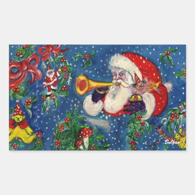CHRISTMAS NIGHT / SANTA BUGLER RECHTECKIGER AUFKLEBER (Vorderseite)