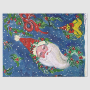 CHRISTMAS NIGHT / SANTA CLAUS MIT TOYS SEIDENPAPIER