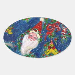 CHRISTMAS NIGHT / SANTA CLAUS OVALER AUFKLEBER