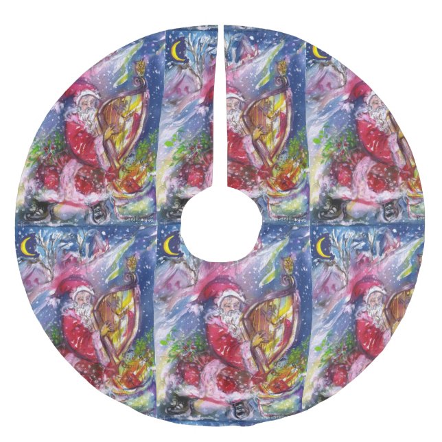 CHRISTMAS NIGHT /SANTA CLAUS SPIELHARP POLYESTER WEIHNACHTSBAUMDECKE (Vorderseite)