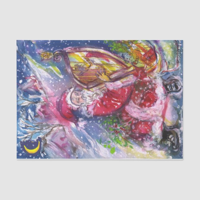 CHRISTMAS NIGHT /SANTA CLAUS SPIELHARP SEIDENPAPIER (Vorderseite)