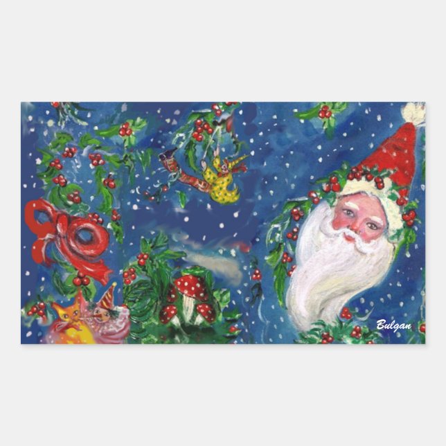 CHRISTMAS NIGHT / SANTA RECHTECKIGER AUFKLEBER (Vorderseite)