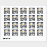 Christmas Night Sky River Stars Quadratischer Aufkleber<br><div class="desc">Ein schöner Weihnachtsaufkleber,  um Ihre Weihnachtsgeschenke dunkelblauen Nachthimmelszenen hinzuzufügen</div>