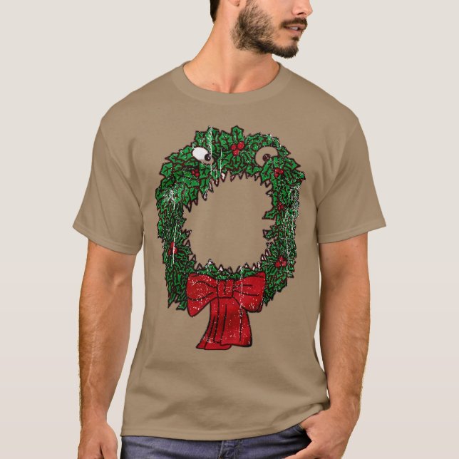 Christmas Nightmare Wreath Funny T-Shirt (Vorderseite)
