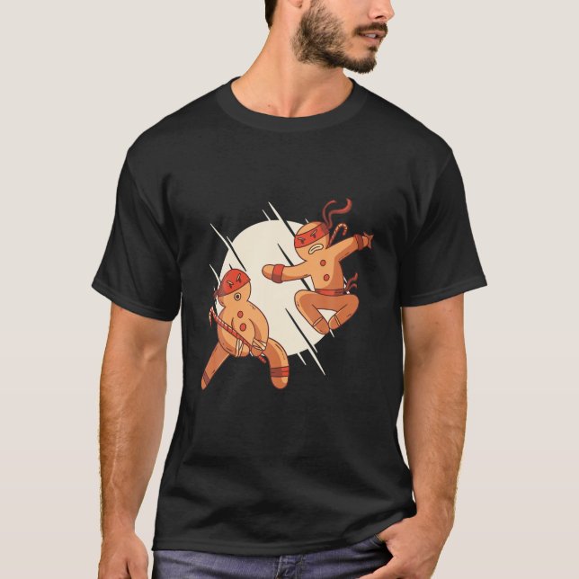 Christmas Ninja Gingerbread, Martial Arts Gift T-Shirt (Vorderseite)