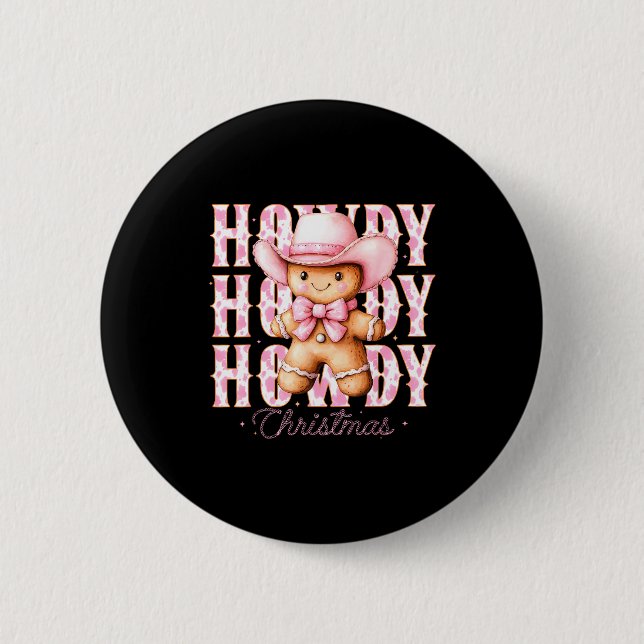 Christmas Nk Gingerbread Cowboy Cowgirl Howdy West Button (Vorderseite)
