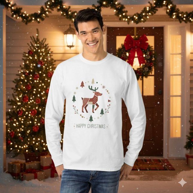 Christmas Nordic Geometric Reindeer T-Shirt (Von Creator hochgeladen)