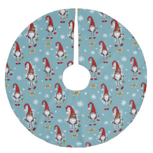 Christmas Nordic Gnomes Blue Pattern Polyester Weihnachtsbaumdecke