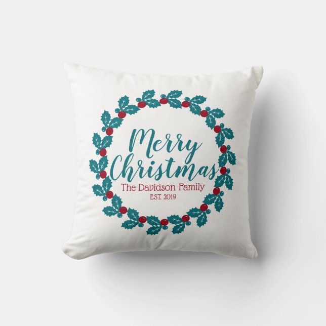 Christmas Nordic Scandia Wreath Personalisiert Kissen (Vorderseite)