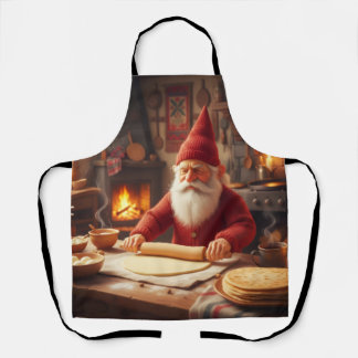 Christmas Norwegian Nisse Making Lefse, Apron Schürze