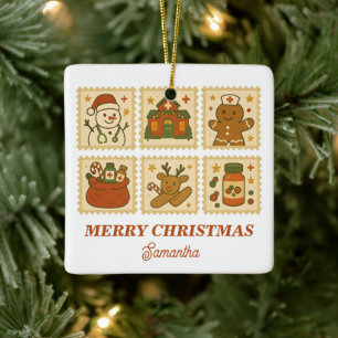 Christmas Nurse Collage   Holiday Keepake Keramikornament