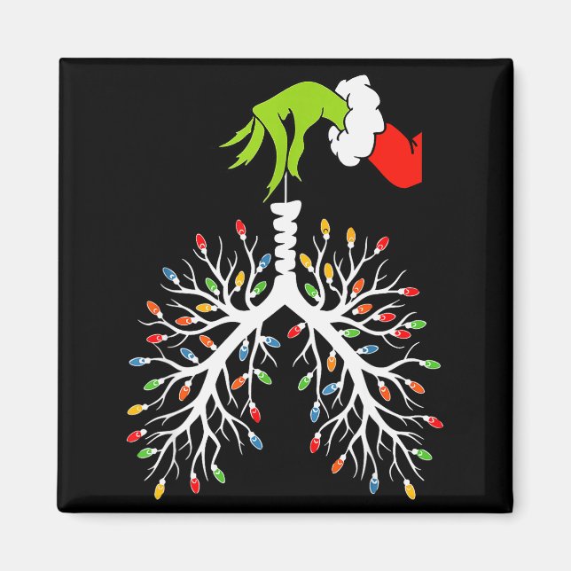 Christmas Nurse Lung Xmas Lights Funny Pulmonologi Magnet (Vorne)
