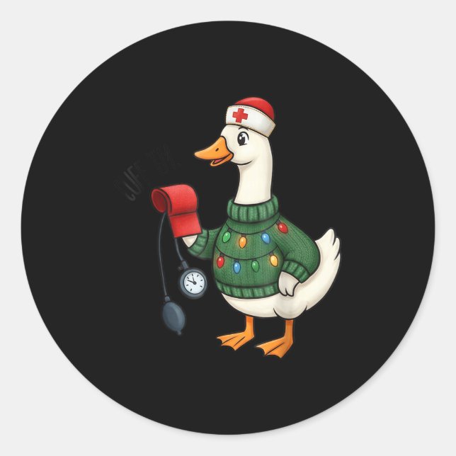 Christmas Nurse, Nurse Life, Cuff em Goose Christm Runder Aufkleber (Vorderseite)