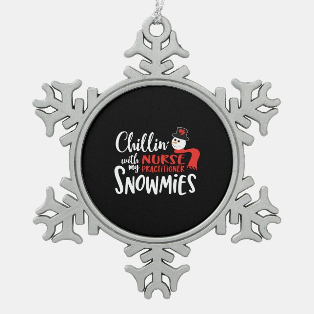 Christmas nurse practitioner, nurse np schneeflocken Zinn-Ornament (Vorderseite)