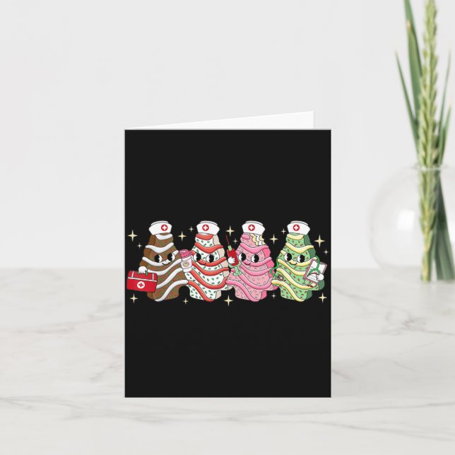 Christmas Nurse Tree Cake Emergency Christmas Rn E Karte (Vorderseite)