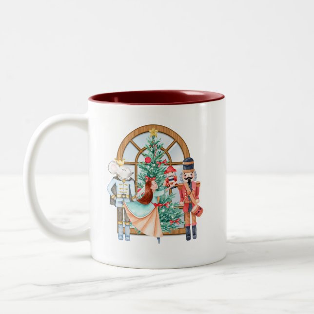 Christmas Nutcracker Ballerina Mouse King Zweifarbige Tasse (Links)