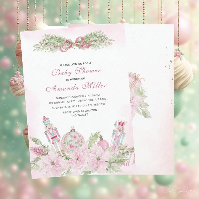 Christmas Nutcracker Ballet Pink watercoInvitation Einladung (Von Creator hochgeladen)
