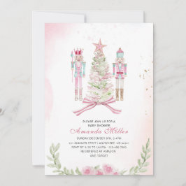 Christmas Nutcracker Ballet Pink watercolor baby s Einladung