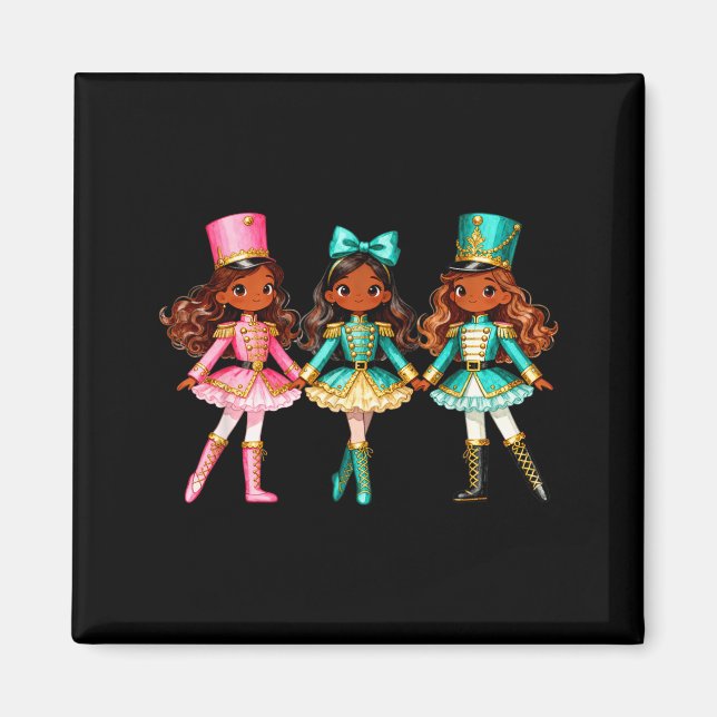 Christmas Nutcracker Black Girls Kids Festive Xmas Magnet (Vorne)