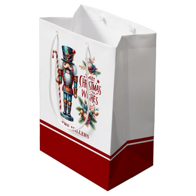Christmas Nutcracker Candy Cane Weihnachtswünsche Mittlere Geschenktüte (Rückseite Schrägansicht)